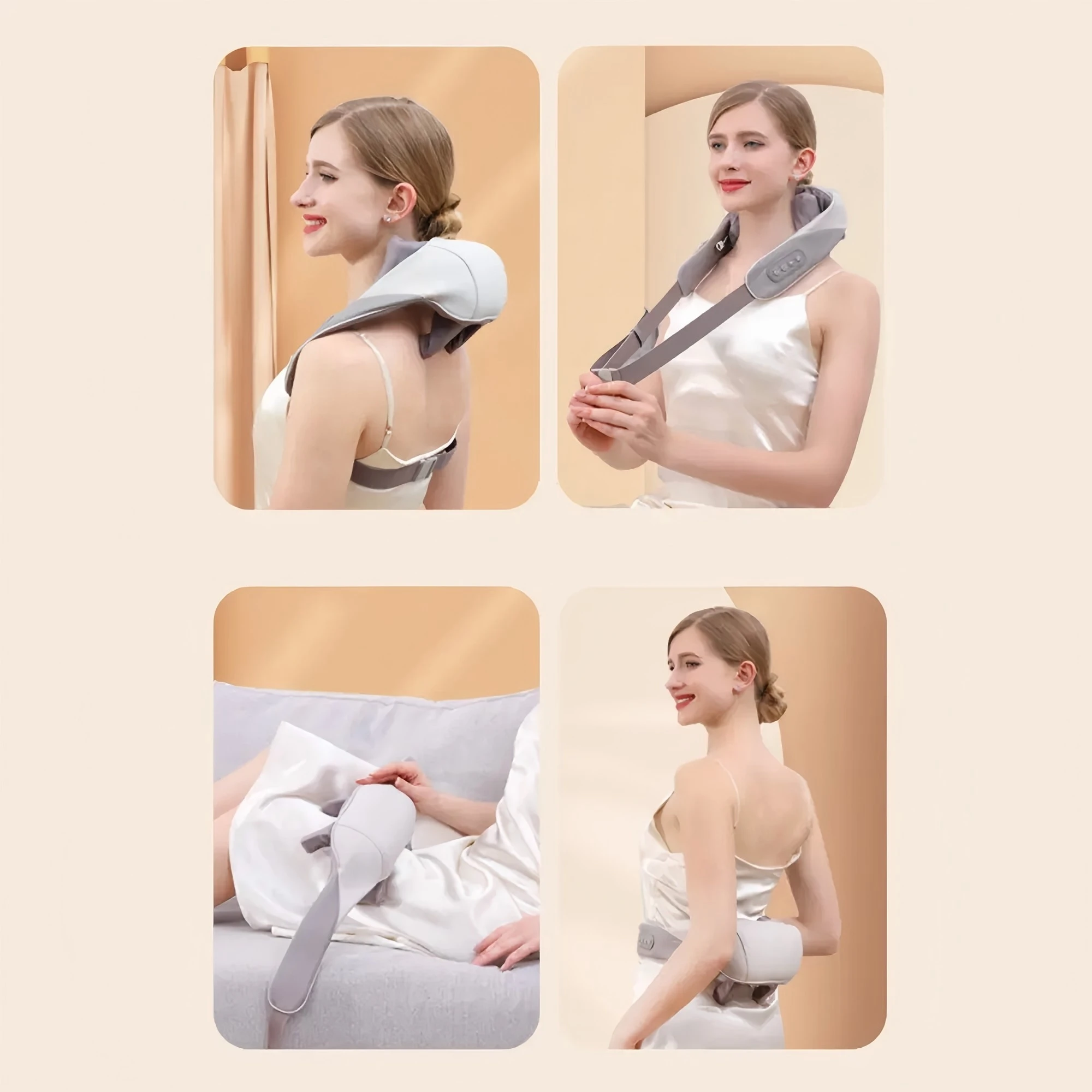 Shiatsu Back Neck Massager with Heat Cordless Shoulder Massager Electric Deep Tissue Kneading Massage Pillow for Body Leg Muscle