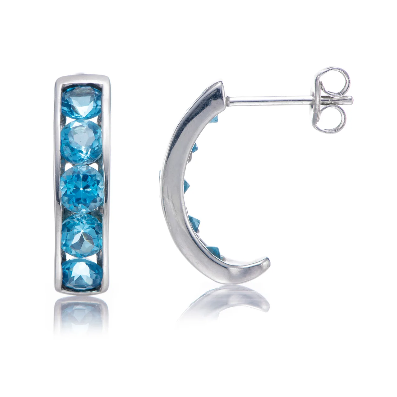 

Swiss Blue Topaz Rhodium Over Sterling Silver Earrings
