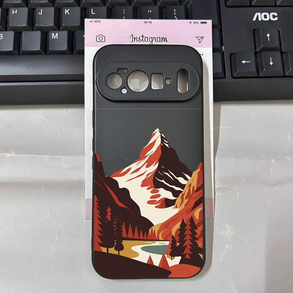 Enhanced Sunset Mountain Landscape Phone Case – Soft Black Protector Cover