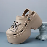 New Women's Silver Platform Clogs Summer 2025 Comfortable Slip on Wedge Sandals Woman Fashion Chain Thick Sole Garden Shoes Lady - Image 4