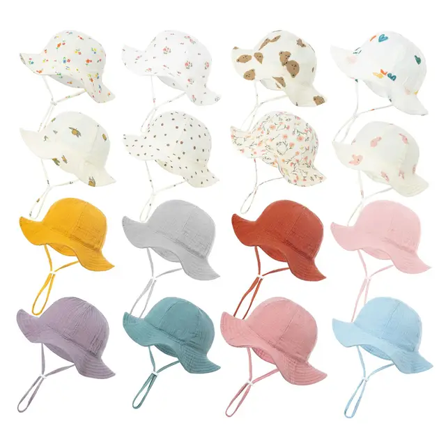 Baby Cotton Bucket Hat New Children Sunscreen Outdoor Caps Boys Girls Print Panama Hat Unisex Beach Fishing Hat For 3-12 Months 1