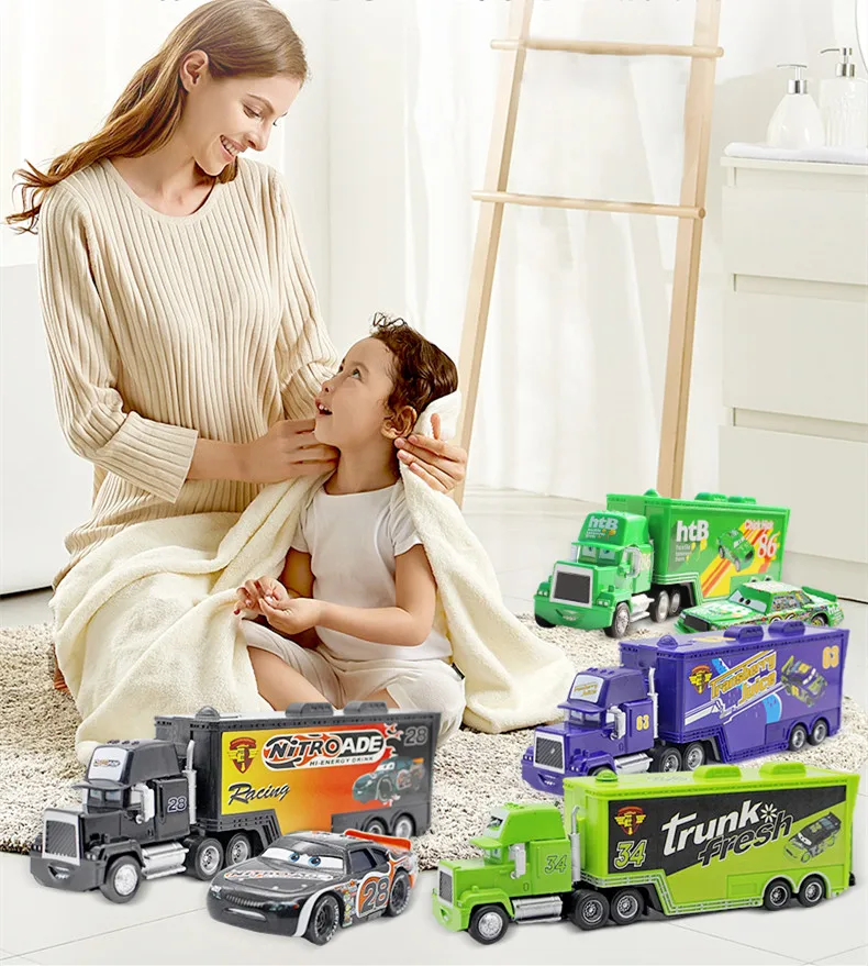 Disney Pixar Cars 2 3 Toys Lightning McQueen Jackson Storm Mack Uncle Container Truck Diecast Model Car Toy Childrenr Gift