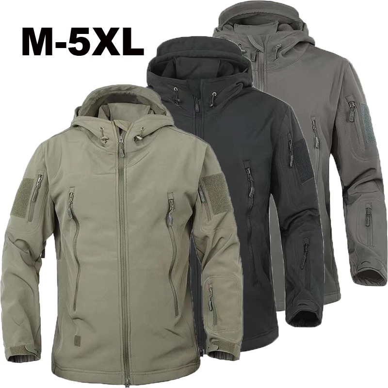 Softshell Jackets Men Winter Tactical Pants Camping Hiking Hunting Fishing Fleece Hoodie Coats S-5XL Cargo Outdoor Trousers hiking jackets softshell hoodie