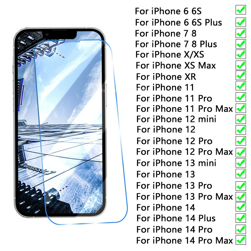 

9D Protective Glass iPhone 14 13 12 11 Pro Max Screen Protector for iPhone 6 6S 7 8 Plus X XS Max XR mini Glass Tempered Glass