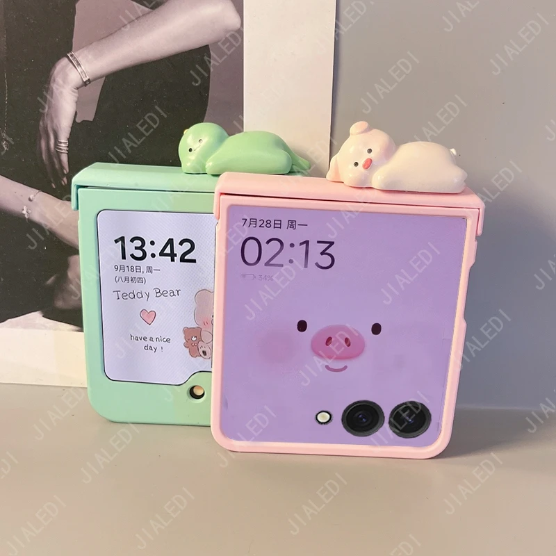 Cute Bear Ears Hinge Phone case For Samsung Galaxy Z Flip 7 thumbnail 2