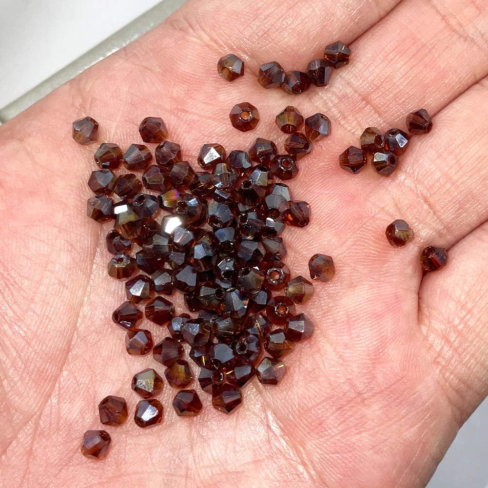 AB Dark Brown 4mm Bicone Faceted Crystal Glass Loose Spacer Beads Lot Colors For Jewelry Making DIY Bracelet Necklace