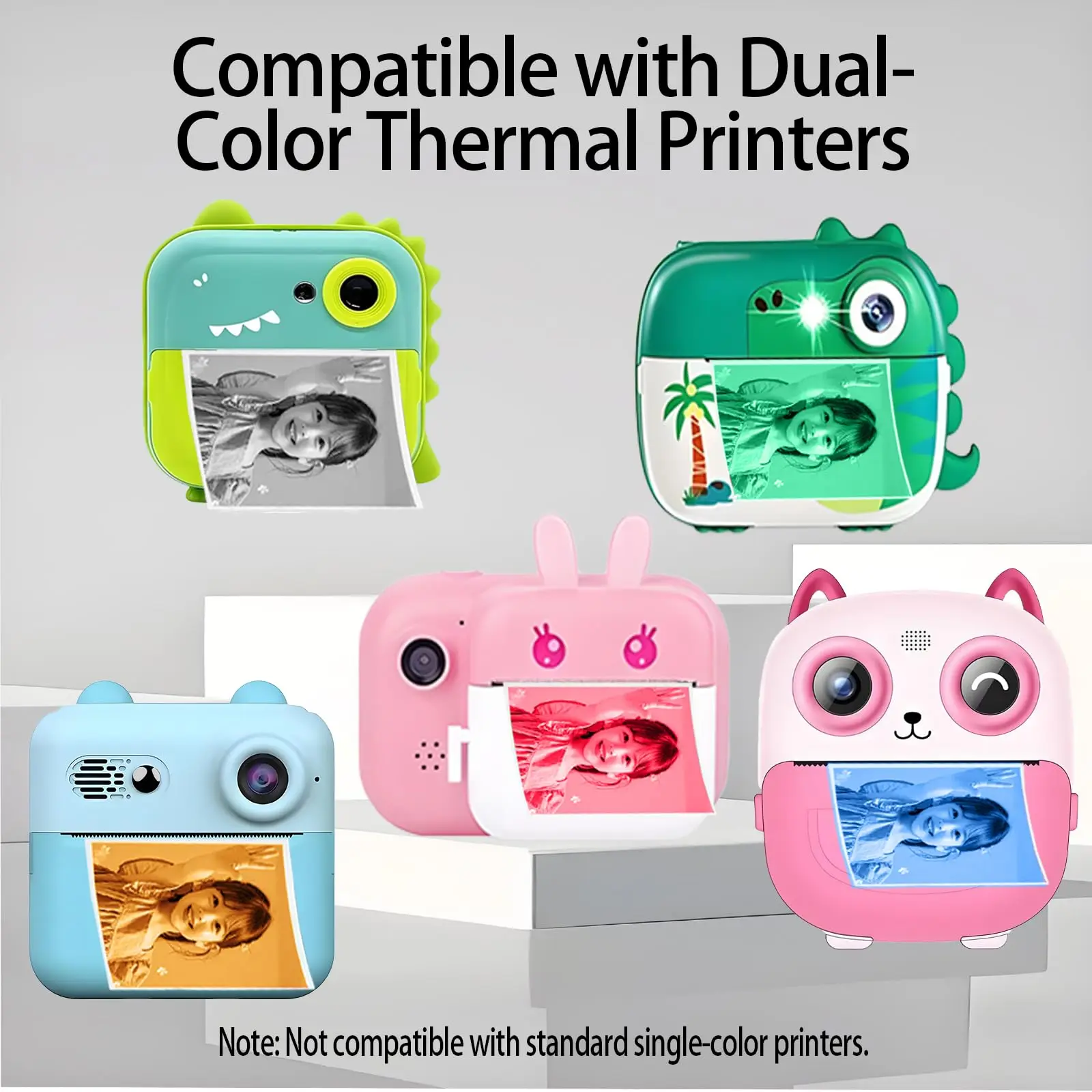 5/10 Rolls Dual Color Thermal Printer Paper, 57 x 25mm Mini Non-Adhesive Printing Paper, Black Print with Orange/Blue/Red/Green