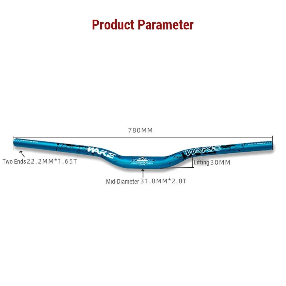 31.8MM Mountain Bike Handlebar Aluminum Alloy Bicycle Riser Handlebar 30MM Rise 780MM Wide Bicycle Bar with Paint Matte Surface