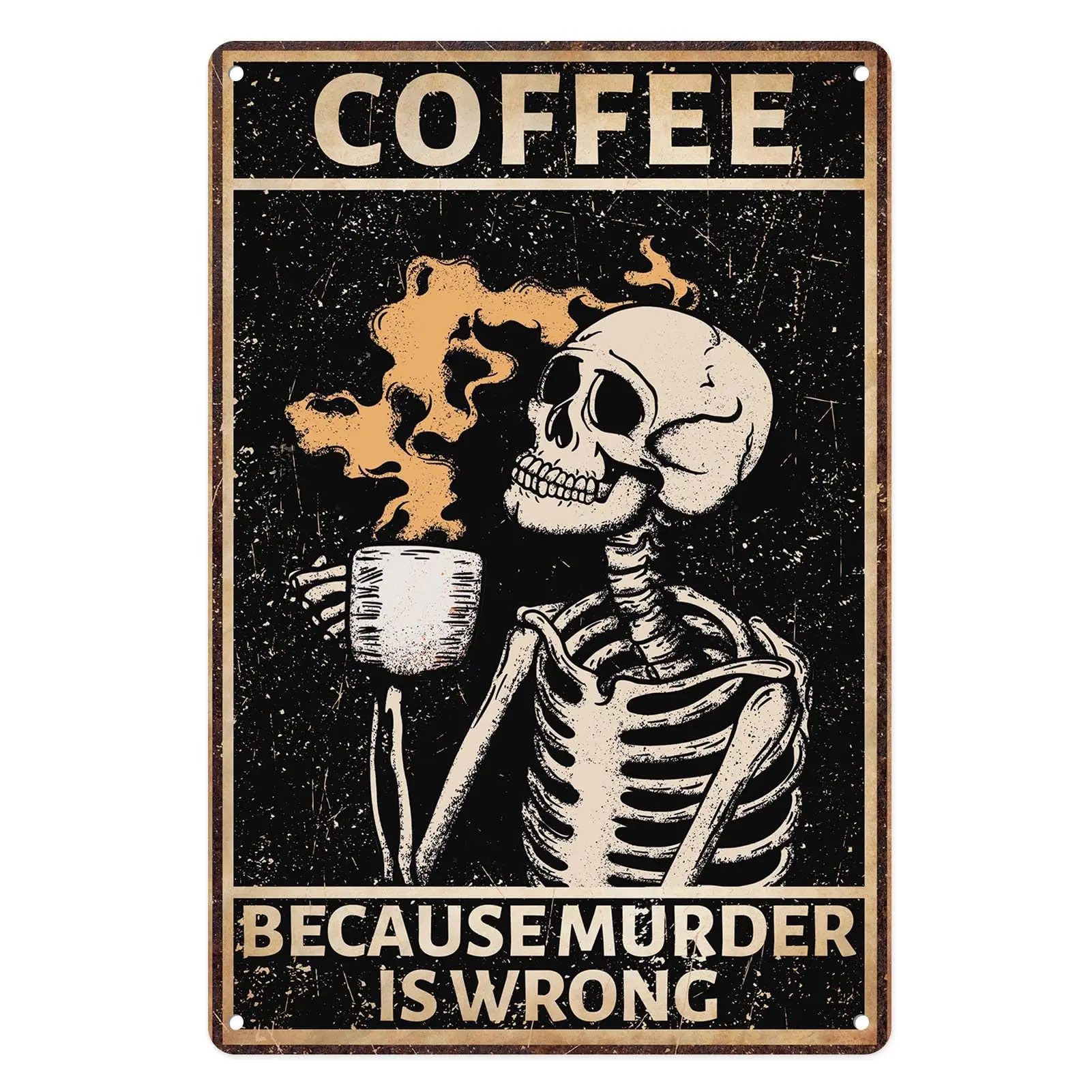 

Sanwarm металлический знак Скелет сильный кофе Ретро Забавный винтажный жестяной знак для гостиной кафе бара клуба офиса дома Декор стен 12 X