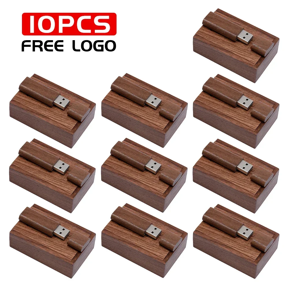 Usb 2.0 Flash Drives 128gb Pen Drive de Madeira 16gb 32gb com Caixa Memory Stick 16gb Presente de Casamento u Disco Logotipo Personalizado Gratuito 10 Peças Lote - Imagem 2