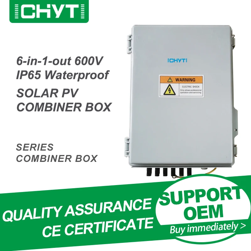 

Outdoor Waterproof 6 String 6 Input 1 Output 600V ABS IP65 PV Solar Surge Lightning Protection DC Combiner Box