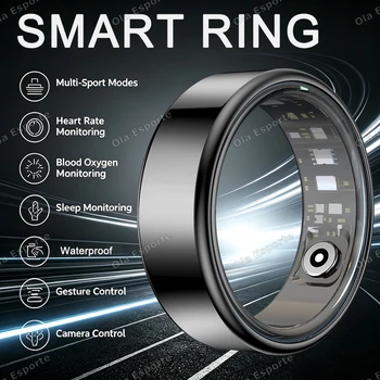 Nuovo anello intelligente per donna e uomo, cardiofrequenzimetro, monitor della pressione sanguigna, impermeabile, per scattare foto, controllo smart ring, sport, tutte le taglie (6-14)