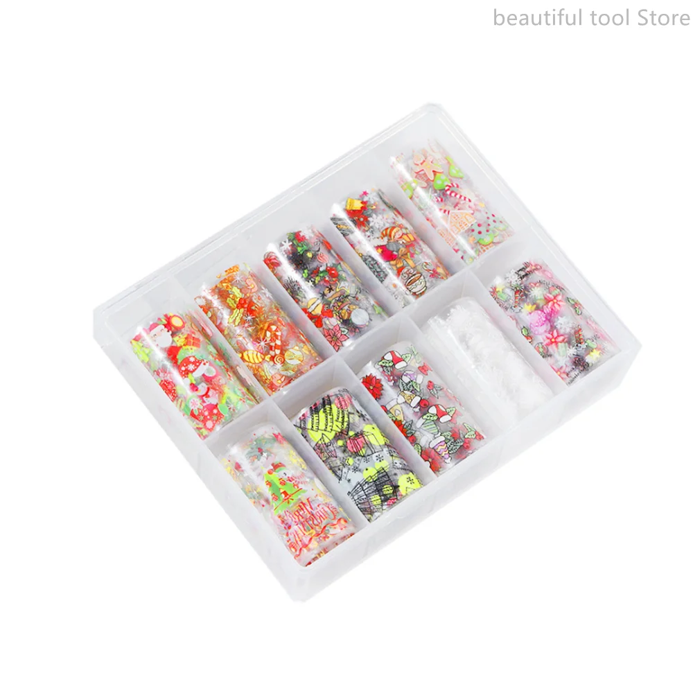 

2022 26# New Japanese Manicure Big Brand LOGO Boxed Transfer Paper Starry Paper Colorful Laser Stickers 10 Mixed
