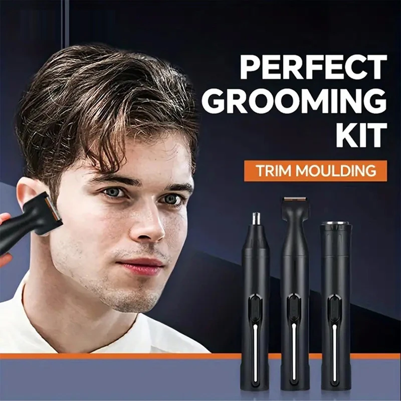 Man Body Trimmer Grooming Kit 4IN1 Multi-Functional Trimmer for Nose,Beard,Eyebrow,Private Area Hair Trimmer Personal Care Tool