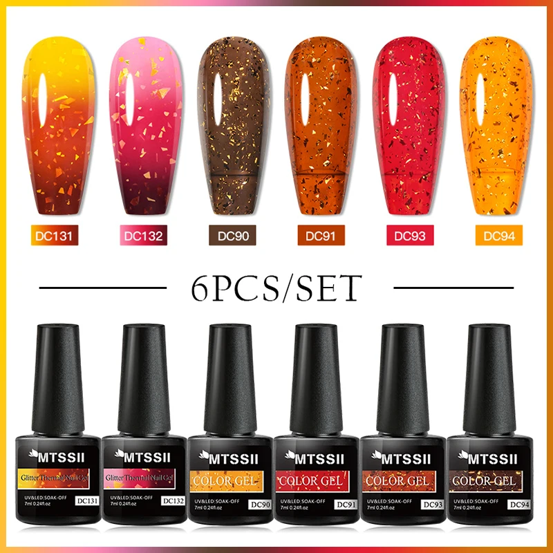 6Pcs Thermal Gel Nail Polish Set Winter 3 Layers Temperature Color Changing Semi Permanent Varnish Soak Off Nail Art Gel Kit 3