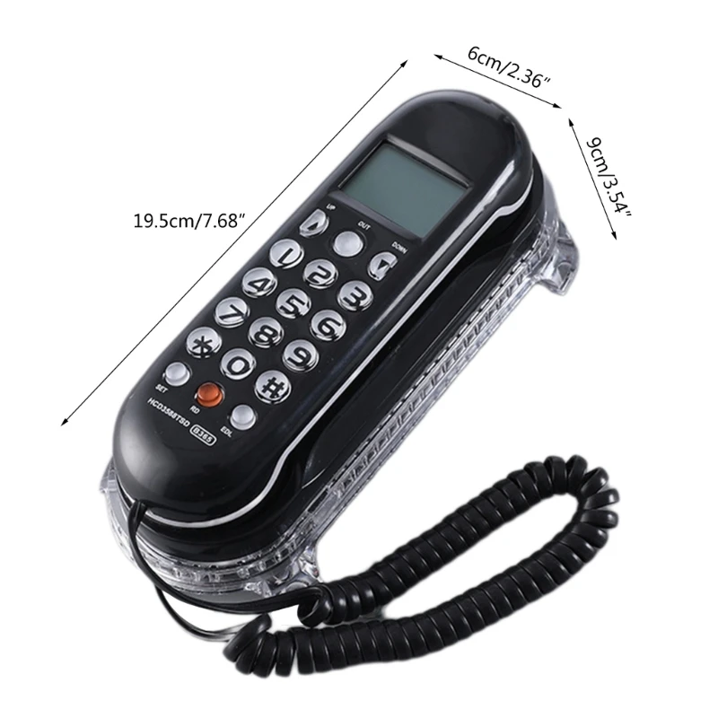 Wired Phone B365 Mini Wall mounted Phone Crystal Base Small Landline Telephone Clear And User friendly LCD Display Multi Language