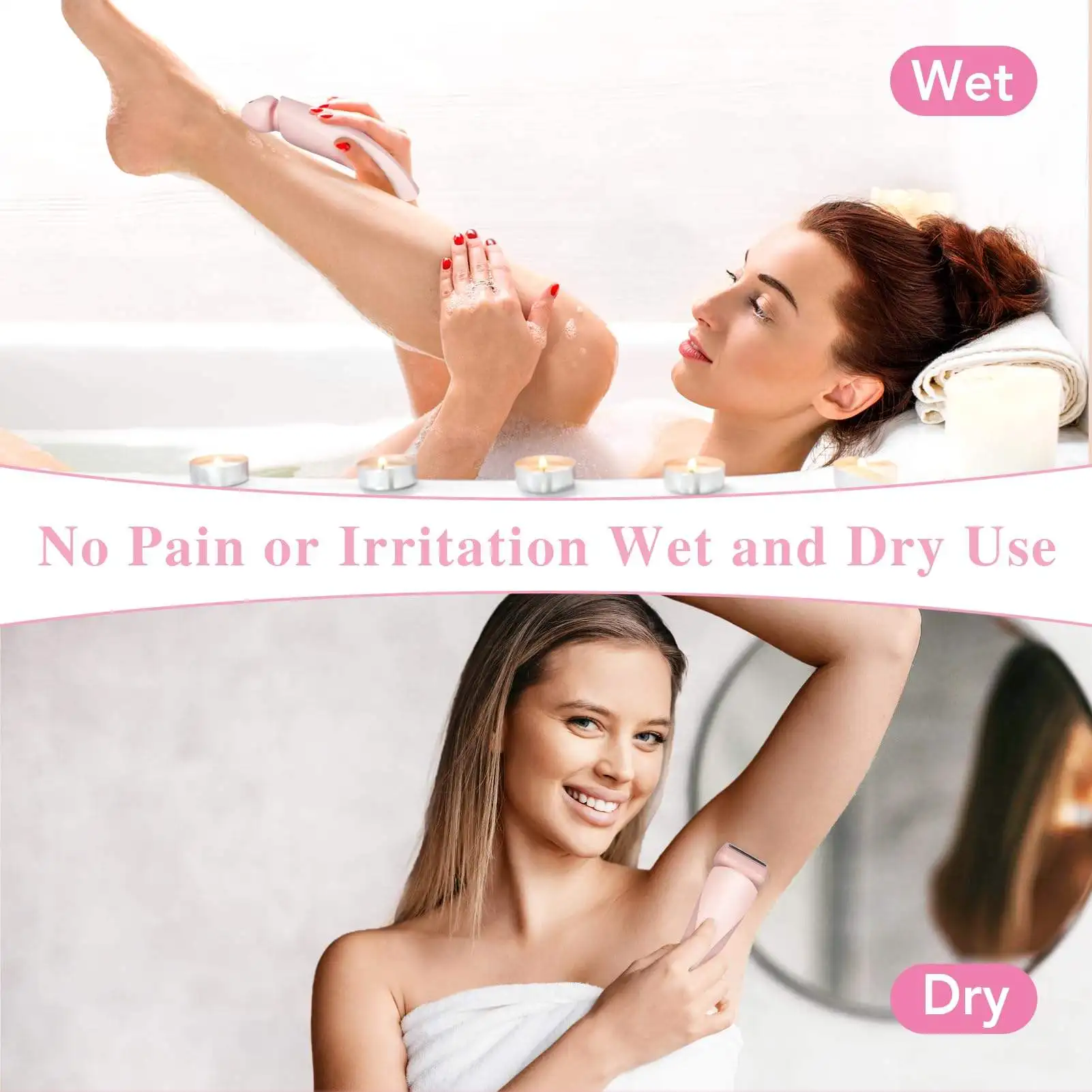 Women Electric Epilator 2 in 1 Waterproof Dual Head Rechargeable Hair Remover for Face Body electric epilator