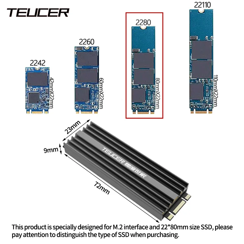Dissipador Ssd Nvme 2280 Unidade de Disco de Estado Sólido Refrigerador do Radiador Cooling Pad para Desktop pc M.2 Nvme Ps5 Teucer-m2 - Imagem 2