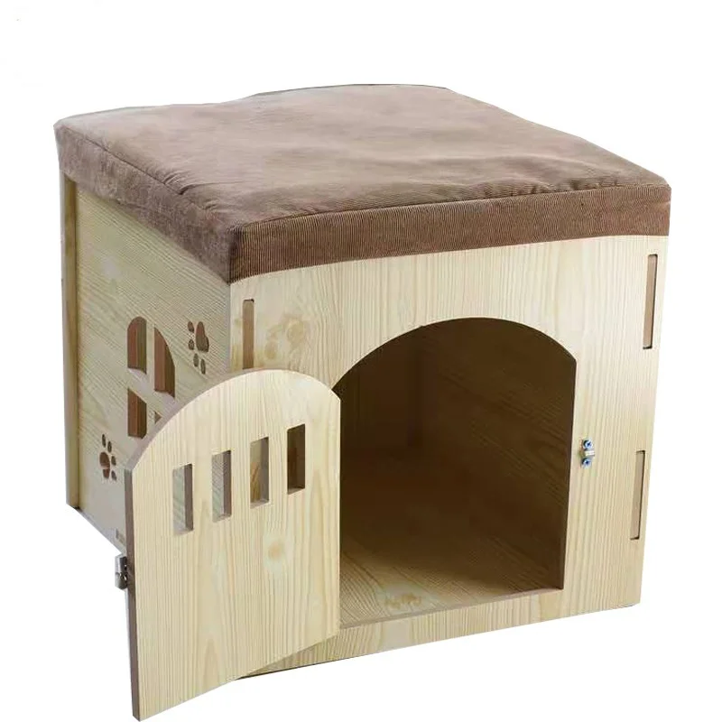 

Cozy Wooden Pet House Dog Villa With Window And Door Long bench double dog cage designed for puppies Eco-Friendly house