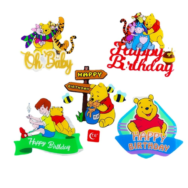 1pcs Disney Winnie the Pooh Birthday Party Decor Kids Acrylic Cake Topper  For Birthday Decoration Anniversaire