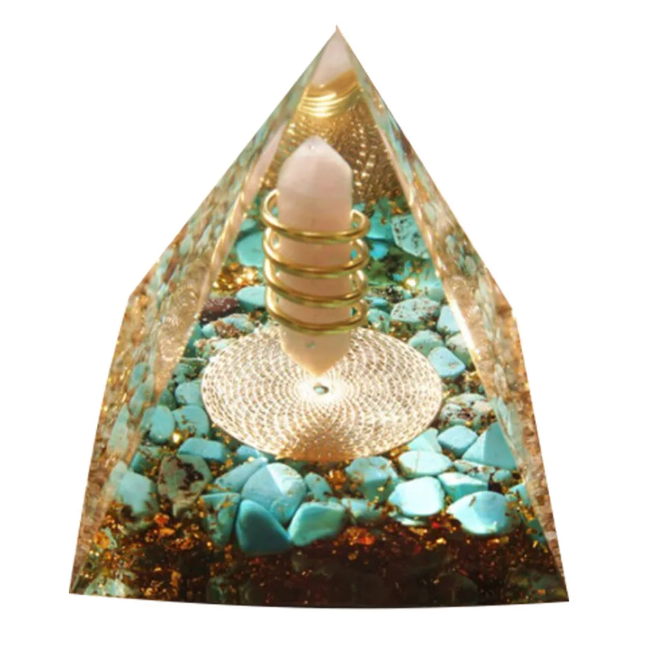 Natural Crystal Orgonite Pyramid Energy Generator