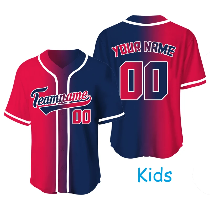 Boys/Girls Baseball Jersey Sublimation Blanks Youth Team Game Sportswear Shirt Kid Quick Dry Tracksuit Training T-shirts