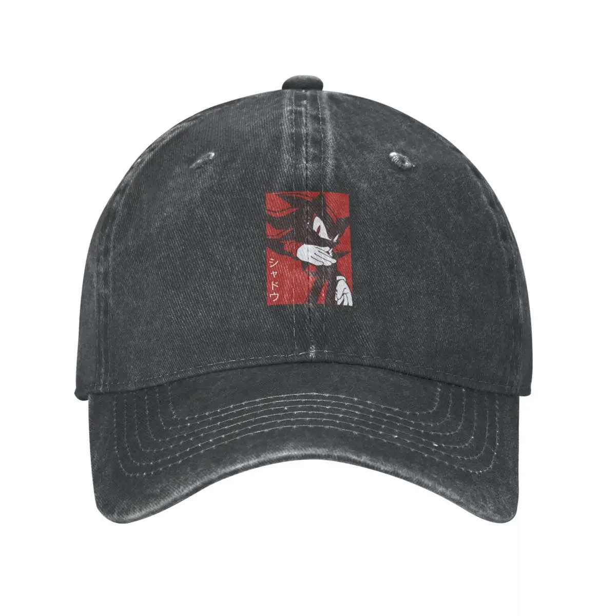 Normale Black Shadow Hedgehog Anime Manga Style Sfondo Rosso Un Berretto Da Baseball