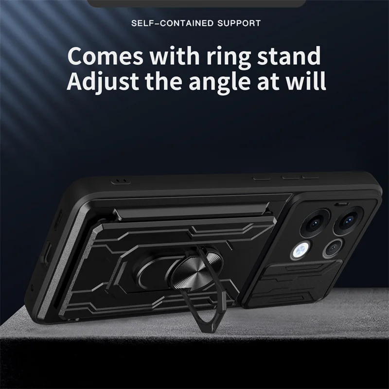 Rugged Armor Case with Lens Protection & Card Slot Stand