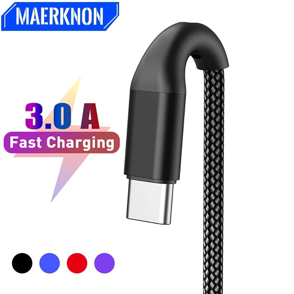 

USB Type C Cable For Samsung S20 S10 Plus Xiaomi Fast Charging Wire Cord USB-C Charger Mobile Phone USBC Type-C Cable 1m/2m/3m