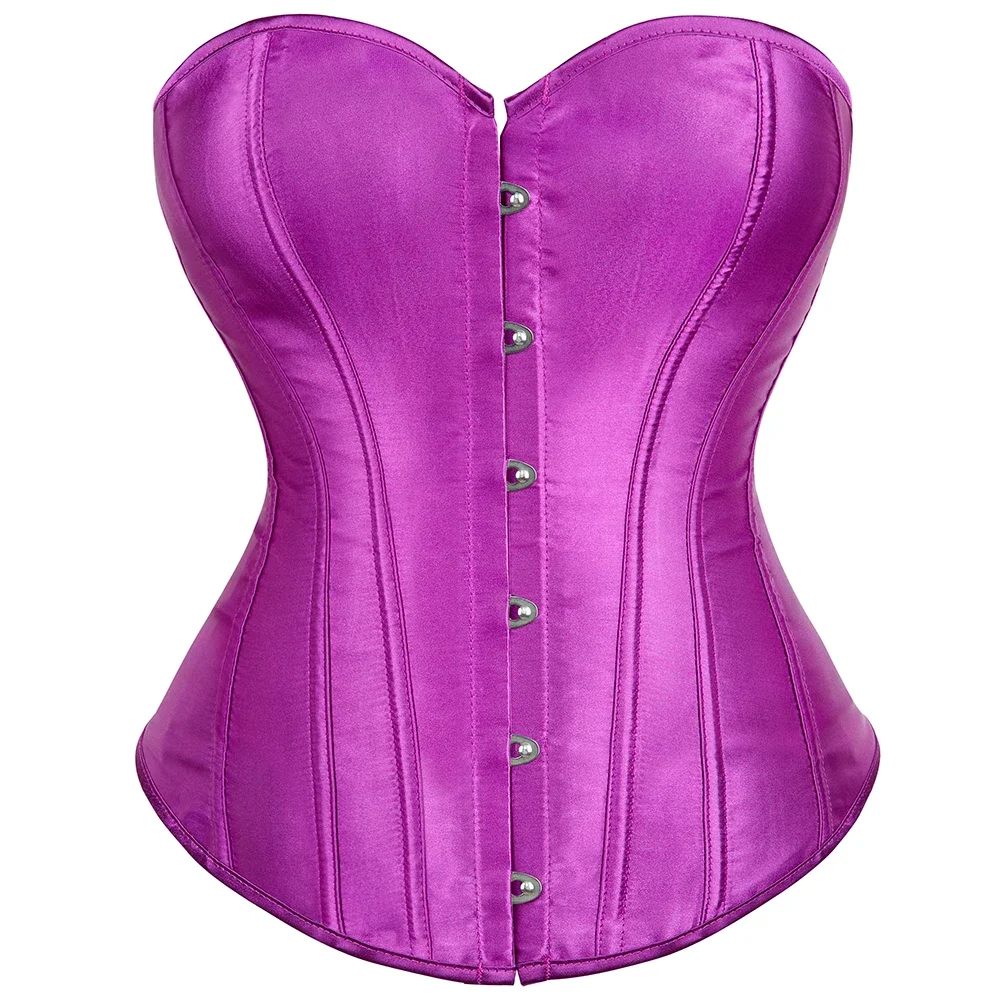 Formvana Satin Overbust Corset Simple Vintage Elegant Bustier Plastic Boned Waist Cincher Shapewear Gothic Sexy Korset Plus Size