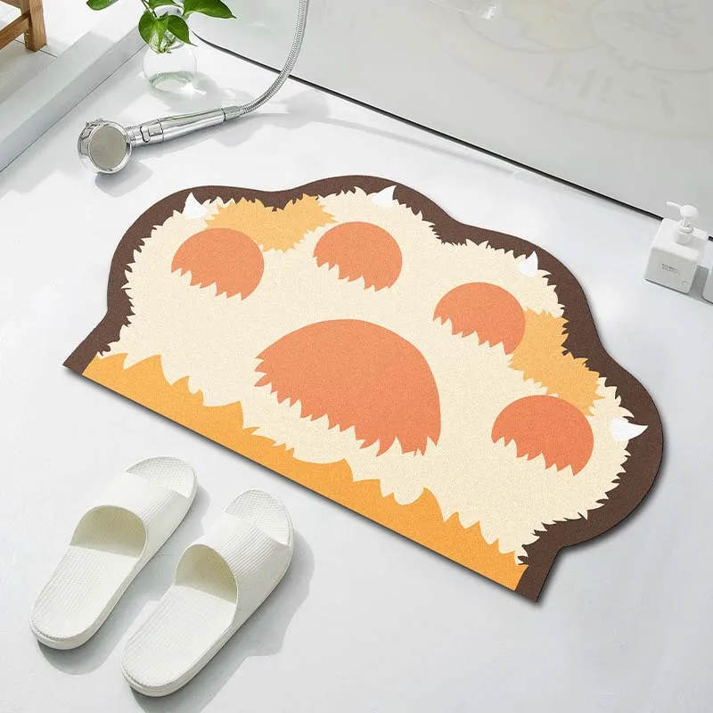 

Cartoon Alien Cat Paw Toilet Absorbent Quick Dry Floor Mat Diatom Mud Padded Toilet Entry Bathroom Foot Mats Non-slip Doormat