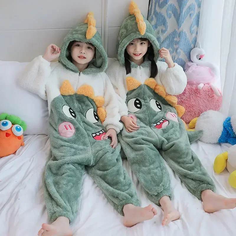 

Animal Pyjamas Kids Onesie Winter Baby Jumpsuit Cartoon Thicken Warm Pajamas for Children One Piece Sleepwear Boy Hooded Overall