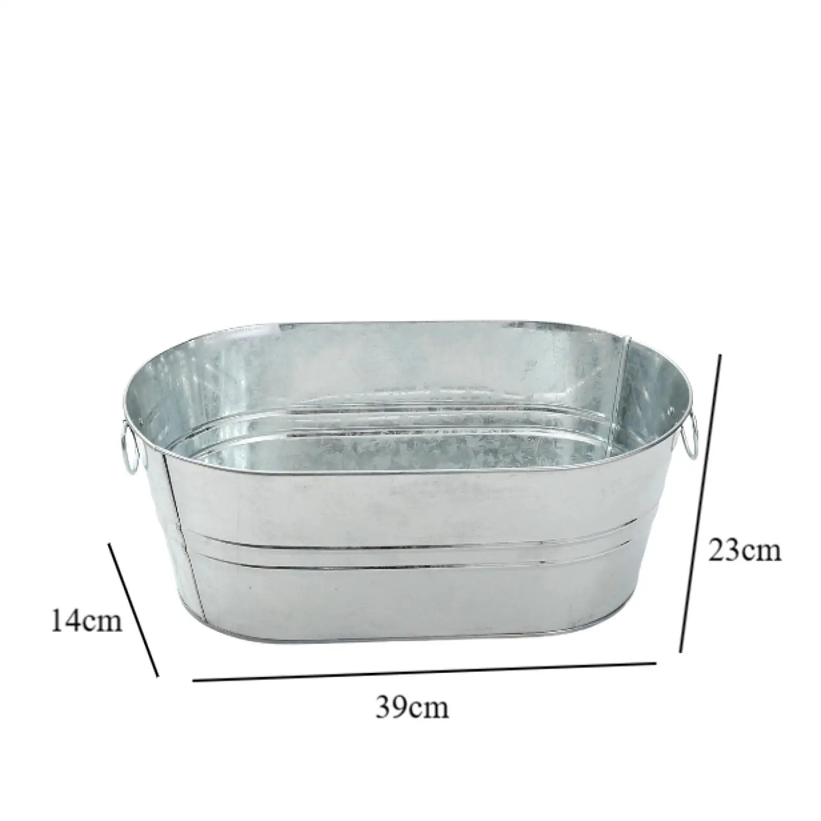 Galvanized Oval Beverage Tub Ice Bucket Portable with Handle Tin Wine Bucket Ice Tub for Cocktails Champagne Wine Restaurant