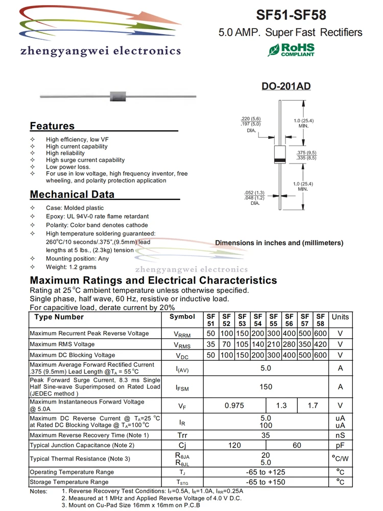 Paquete De 100 Piezas) Chanzon 1N4005 Diodo Rectificador 1A 600V