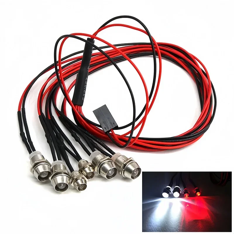 Phares RC 2/4/6/8 rouge blanc 3/5mm lumières LED projecteur RC télécommande feux avant et arrière