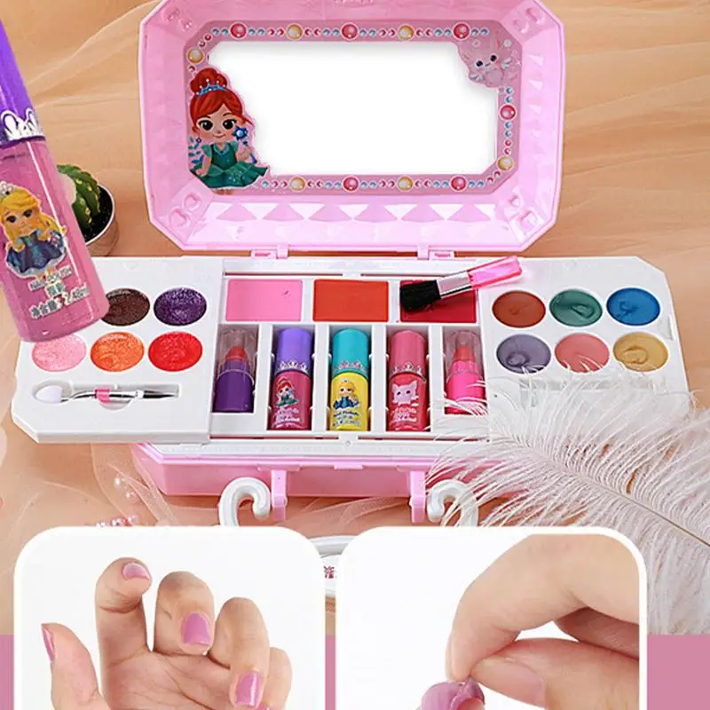 

Kids Makeup Princess Real Washable Pretend Play Cosmetic Set Fold out Makeup Palette Play Make up Toys Makeup Vanities