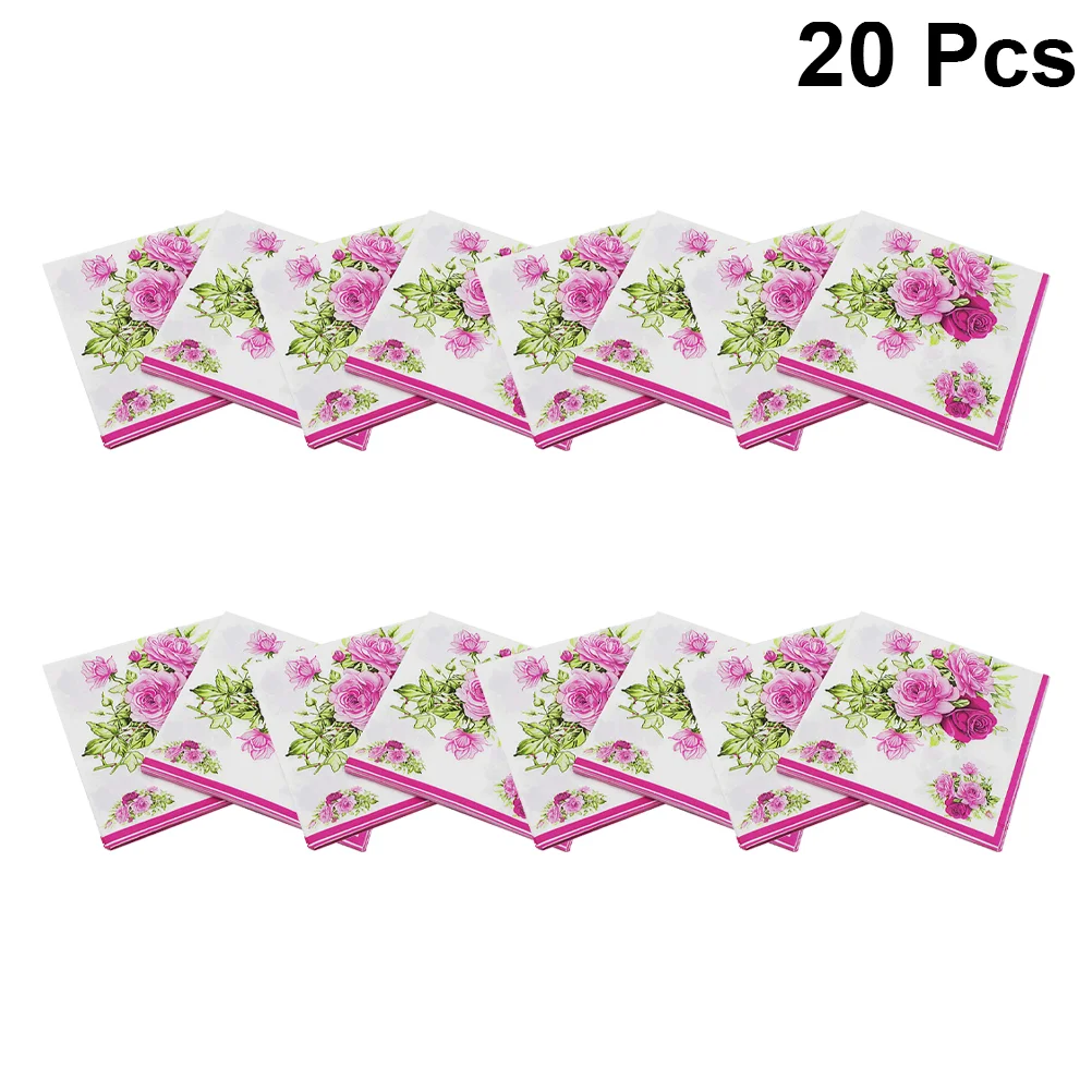 

20 Pcs Floral Printing Paper Towels Colorful Lunch Napkins Handmade Party Serviette for Wedding Birthday Party Banquet (Random