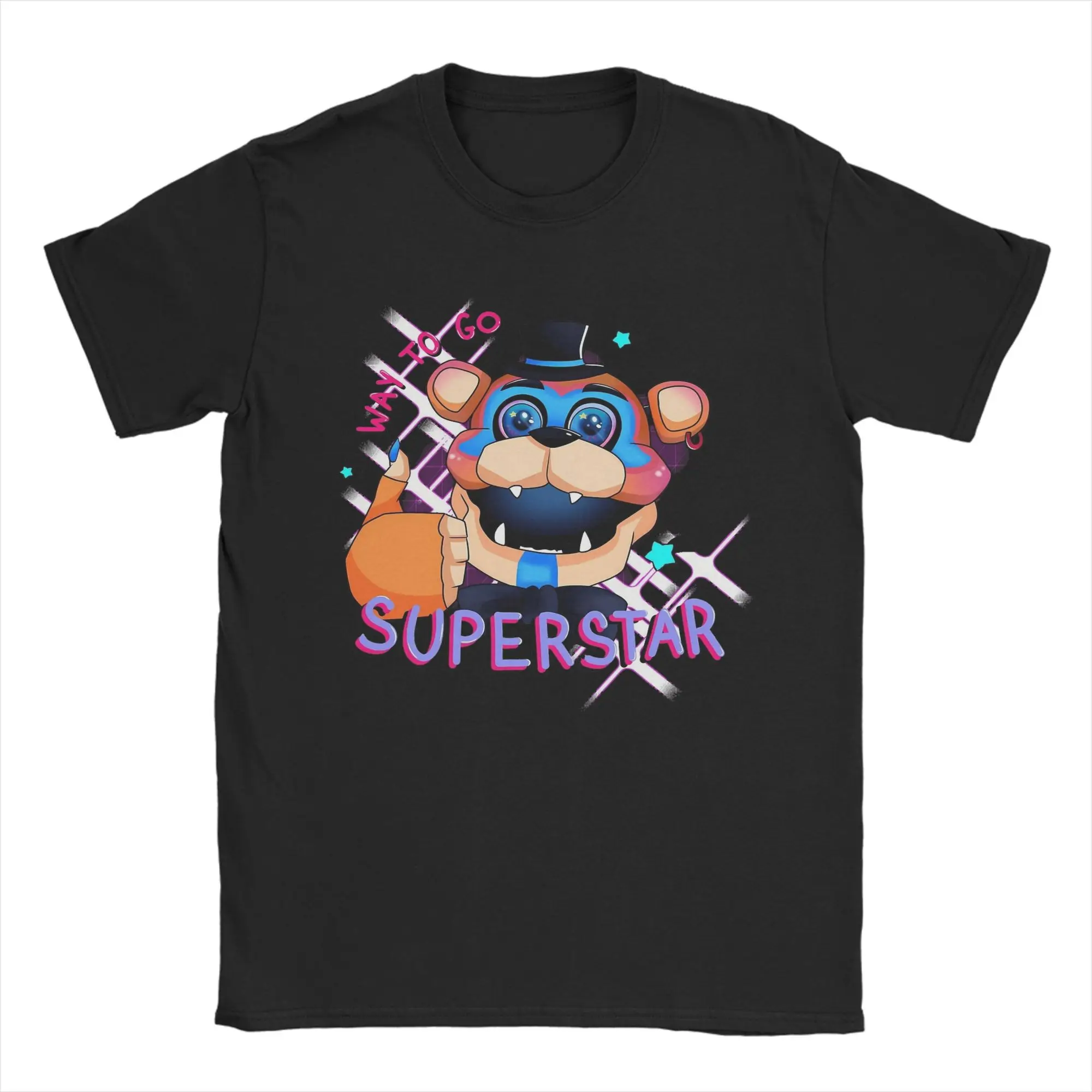 Men's Pure Cotton FNAF Freddy's Humor Crewneck T-Shirt - Short Sleeve Plus Size Top