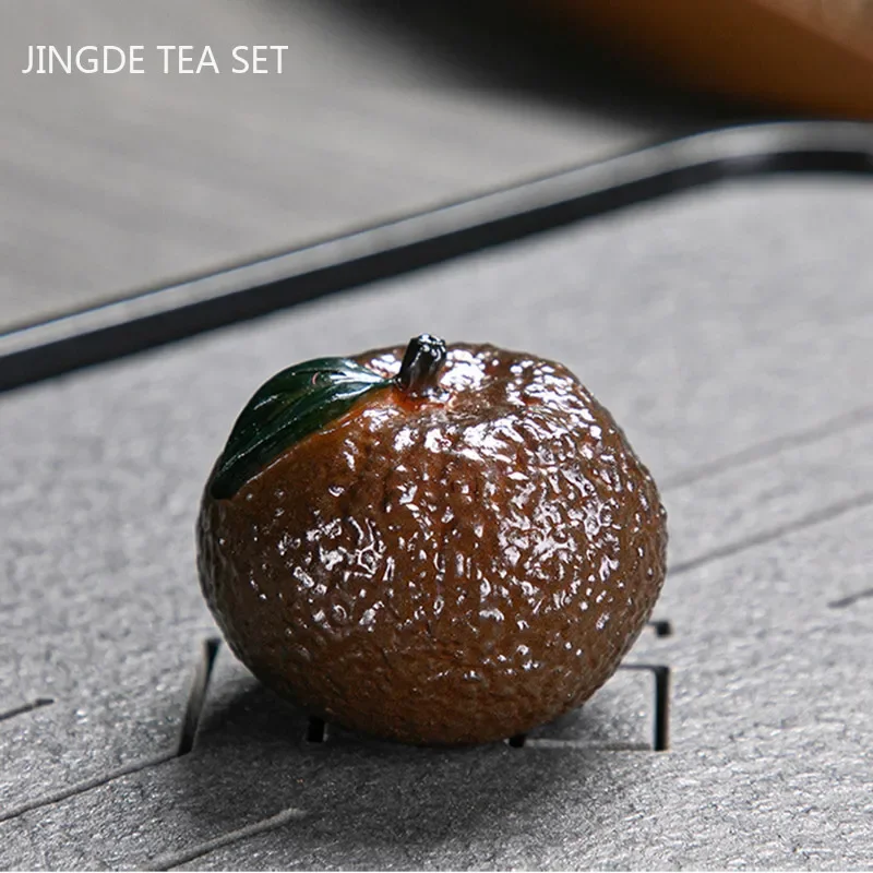 Chinese Resin Color Changing Tea Pet Lucky Orange Model Tea Figurine Ornaments Home Set Decoration Accessories Crafts tea pet ornaments