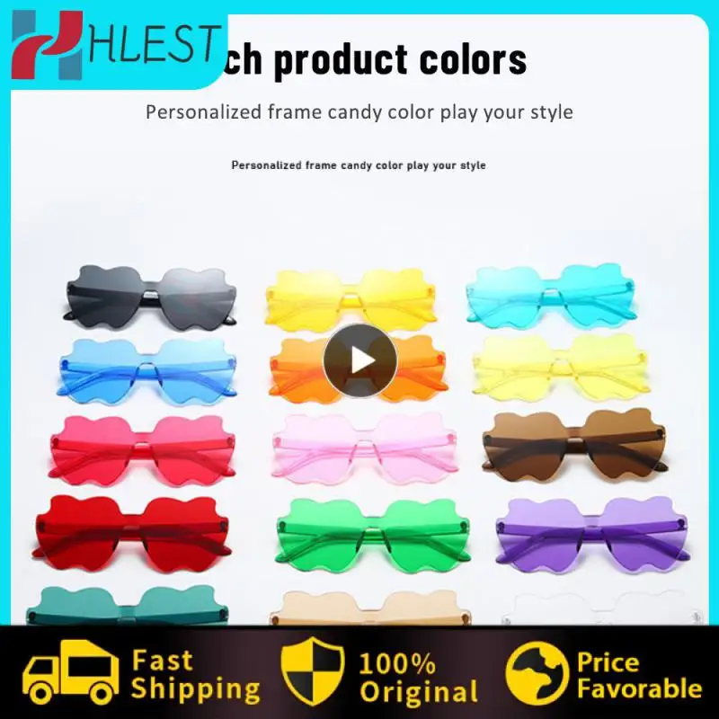 

1 шт. солнцезащитные очки для улицы в форме сердца женские солнцезащитные очки без оправы в форме сердца Модные прозрачные очки конфетных цветов