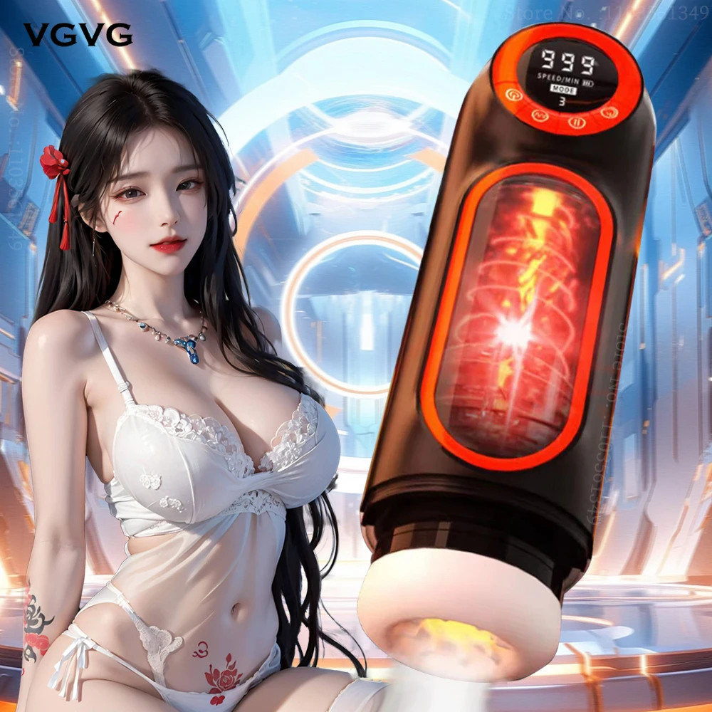 Male Masturbation Cup Sex Toy Automatic Telescopic Male Masturbator Cup Penis Sucking Masturbate Machine Man Masturbation Real Vagina Men Sex Toys Adult Goods