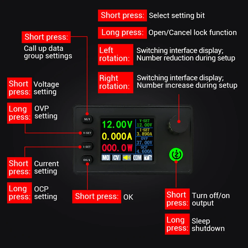 SK90C SK40C CNC 조정 가능한 벅 부스트 전원 공급 장치 90W 40W DC6-36V CV CC 충전 모듈 전압 조정기 정전압