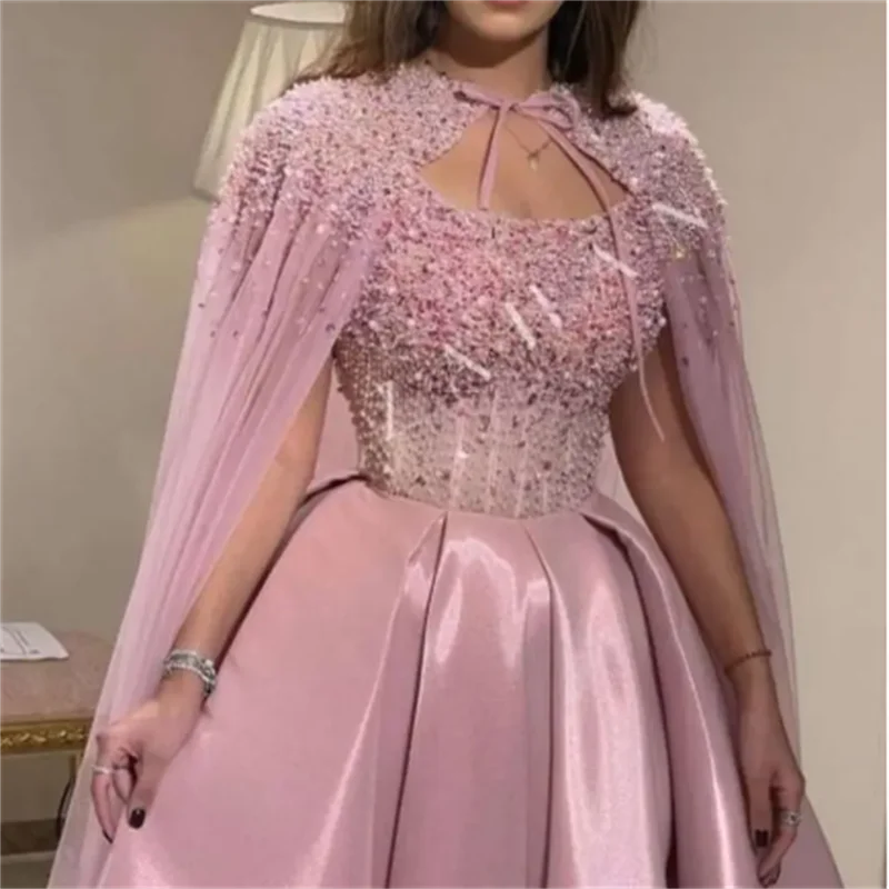 

Spaghetti Straps Crystal Shiny A Line Women's Party Evening Dress Sexy Tube Top Glitter Gorgeous Pink Beaded Elegant Prom Dress