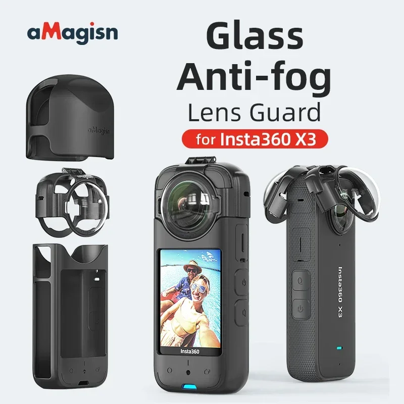 For aMagisn Glass Anti-fog Lens Guard for Insta360 X3 Removable Lens Guard Upgrade Optical Glass Protective Accessories