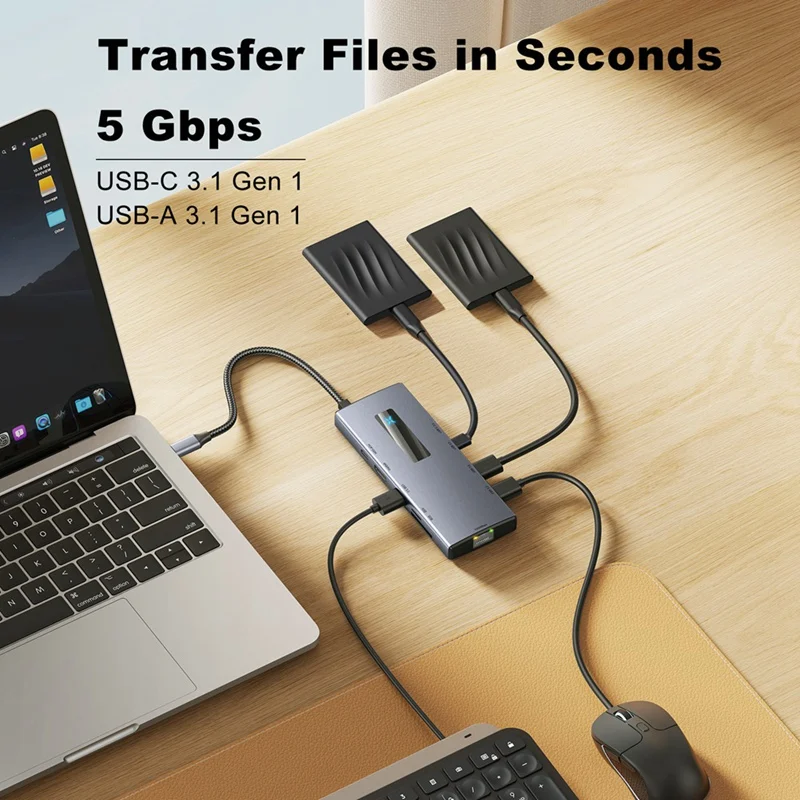 10-in-1 타입-C 허브 4K 60Hz USB C 허브 타입 C - 이더넷 포트 PD 100W USB 3.0 허브 SD/TF 카드 슬롯 노트북 태블릿용-A09I