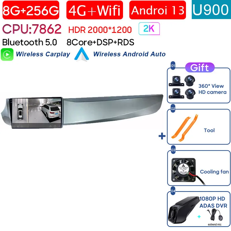 Autoradio Android 13 Per Alfa Romeo Giulietta 2010-2014 - Schermo 9 Pollici Touch, 8 Core, Wireless CarPlay E Android Auto, 4G GPS - Foto 7