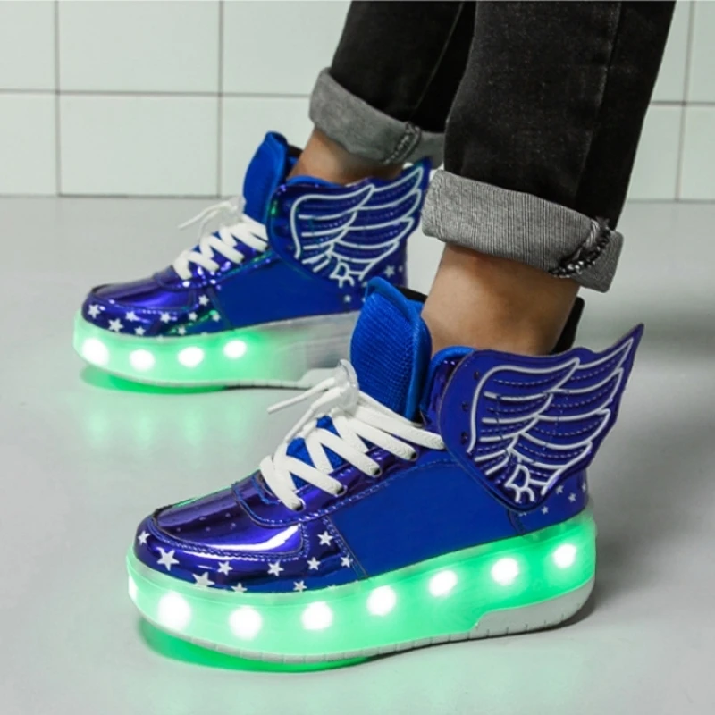 

Flashing Wing Roller Shoes for Kids - Rechargeable Roller Skates with Dual Wheels - Boys and Girls Roller Sneakers with Lights