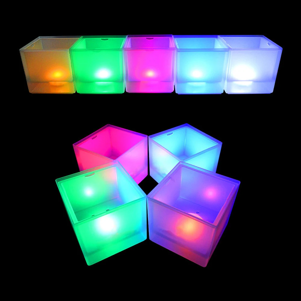LED Ice Bucket RGB Colorful Cooler Bucket Double Layer Square Ice Tray Bar Nightclub Light Up Champagne Whiskey Beer