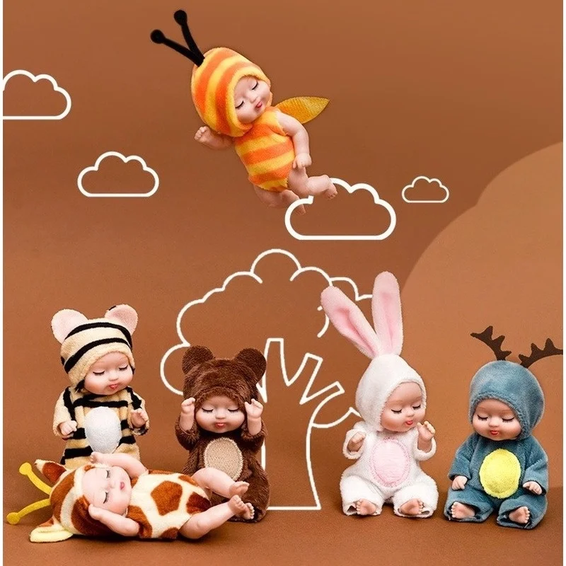 

New 12cm Simulation Rebirth Dolls Toy Mini Cute Sleeping Baby Series Doll Soothe Doll Baby Toy Cartoon Animal Toy for Kids Gifts