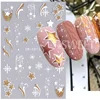 3D Blue Gold Glitter Christmas Nail Art Sticker Snowflake Star Bow Bell Wine Glass Gift Winter Xmas New Year French Manicure Tip 3